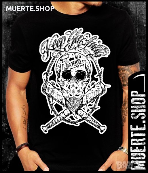 Черна тениска с щампа KEEP YA SWAG SKULL, снимка 1