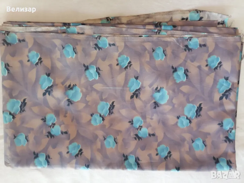 Платове - кадифе, опал - син/бял, руска басма, дифтин, коприна, дантела, снимка 1