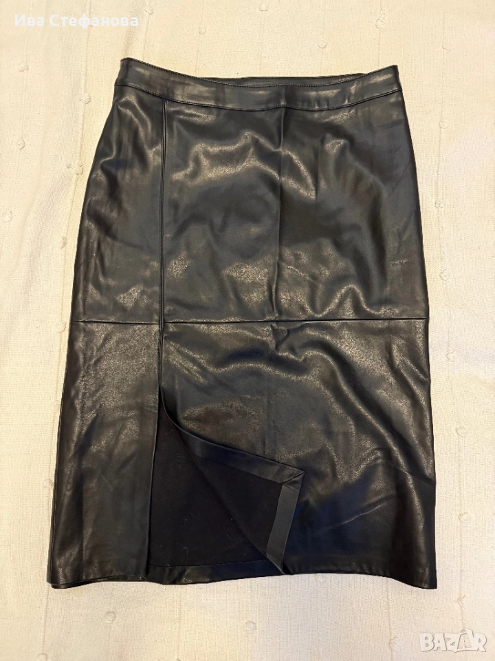 Нова черна елегантна кожена пола цепка ХХЛ / 2 Хл , снимка 1