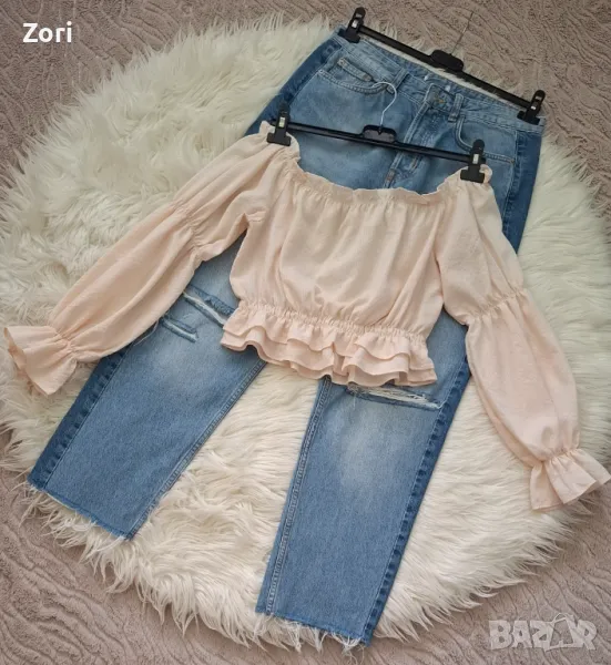 Риза/кроптоп с отворени рамене и дълги ръкави, снимка 1