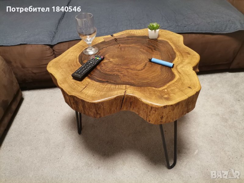 Нова холна маса от орех масив, Арт помощна масичка за кафе, снимка 1