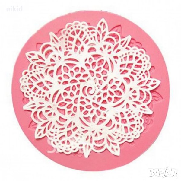 Кръгла с листа дантела силиконов молд форма за фондан гъмпейст украса, снимка 1