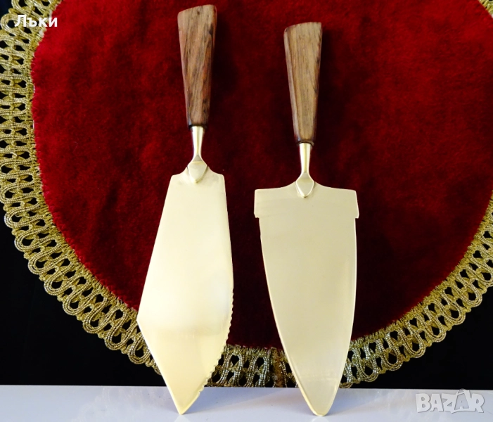 Бронзова лопатка и нож за торта,прибори за торта. , снимка 1