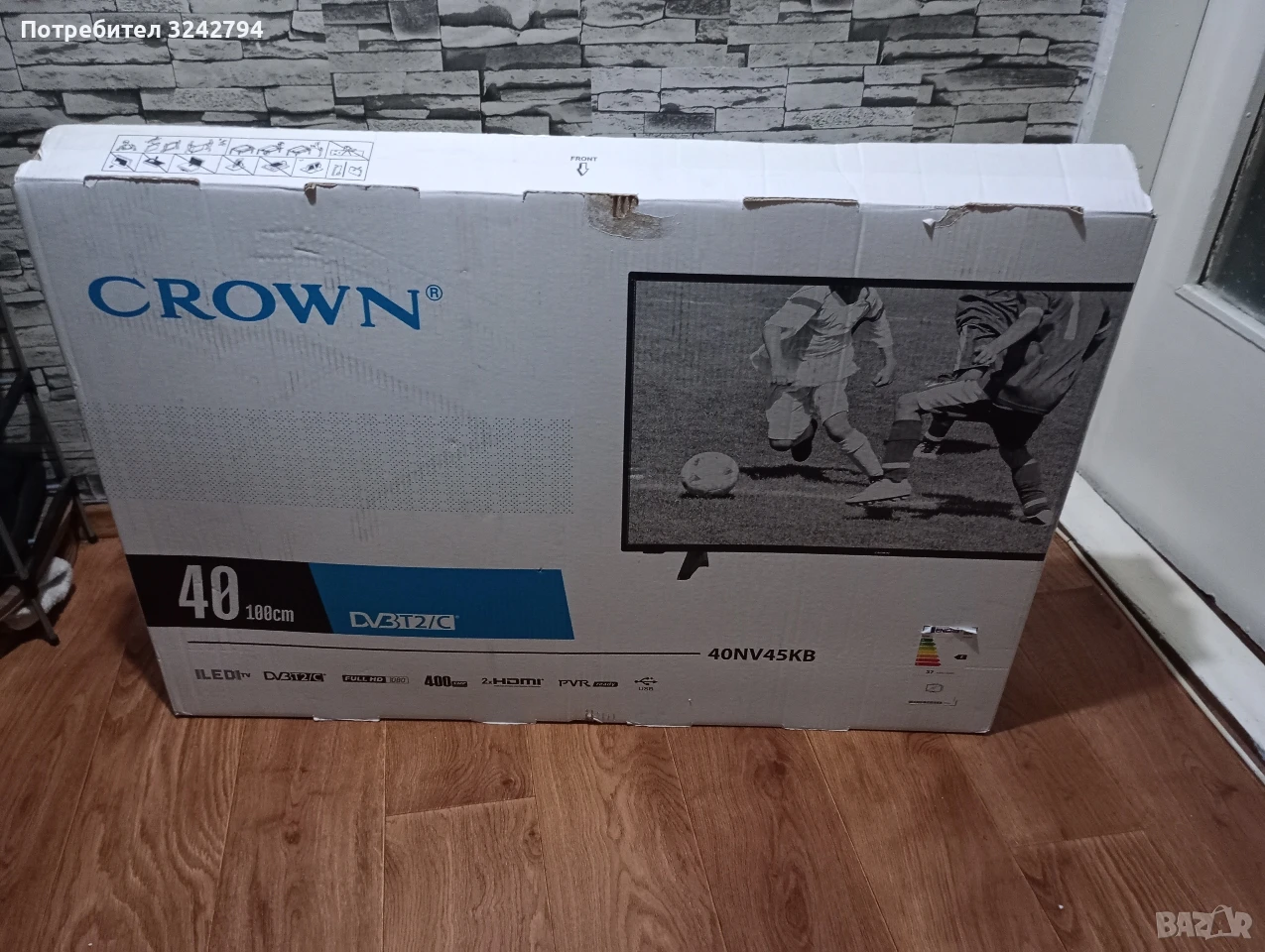 LED Телевизор Crown 40 инча tv, снимка 1