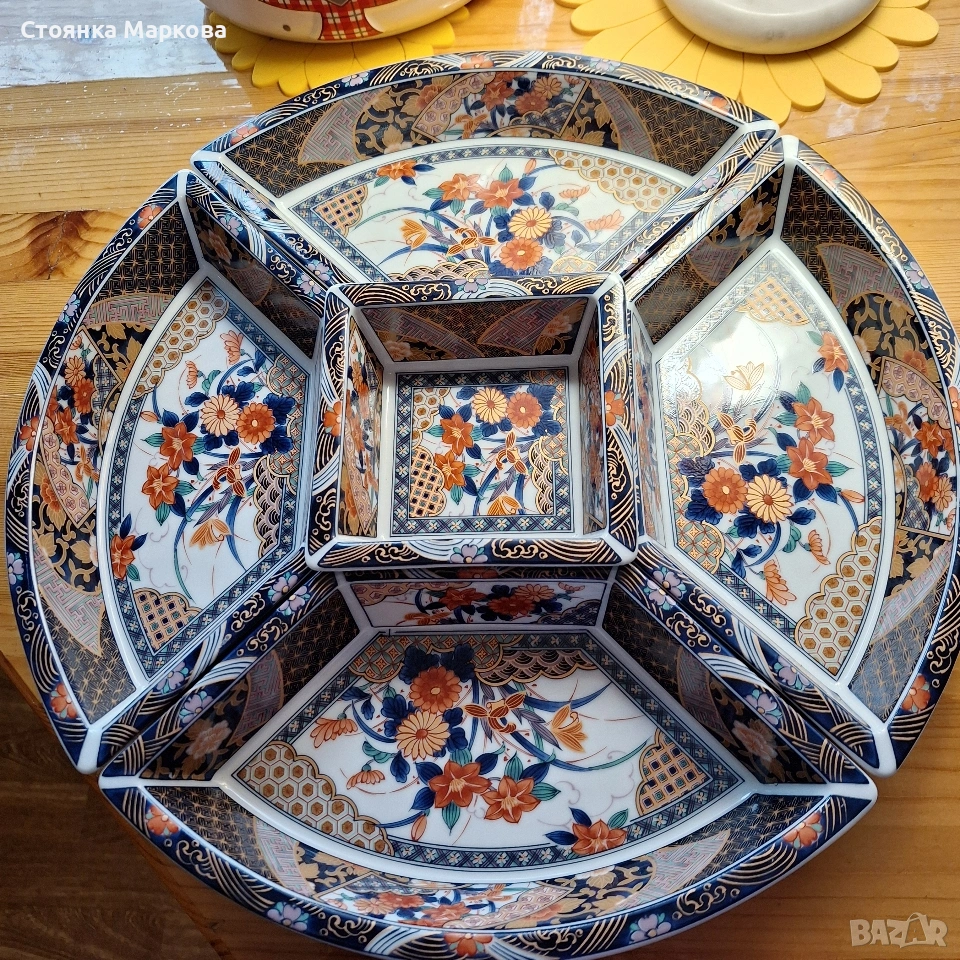 Керамична салатиера от 5 части, снимка 1