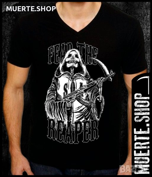 Черна тениска с щампа FEAR THE REAPER, снимка 1