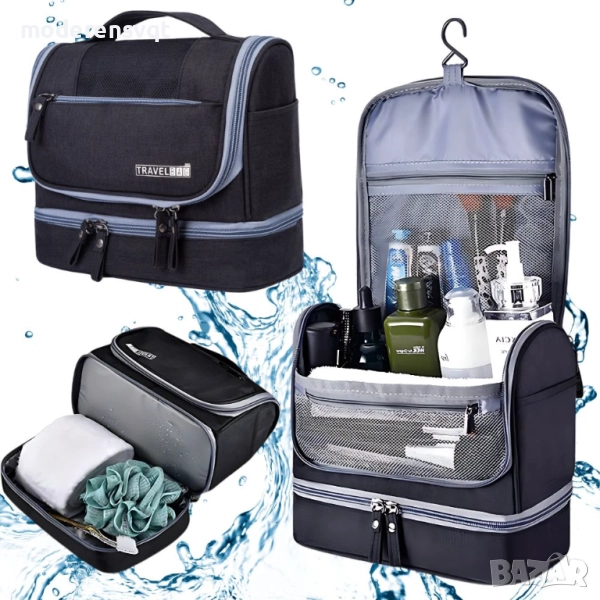 Чанта за тоалетни принадлежности за пътуване, голяма, унисекс, водоустойчива, снимка 1