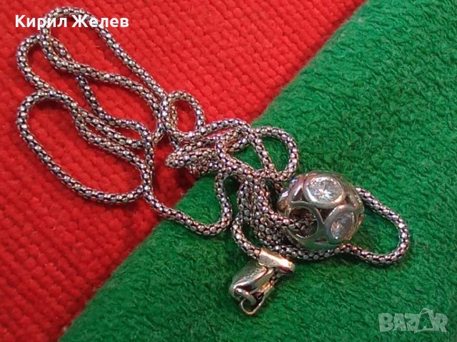 КАРСИВО НЕЖНО ФЕШЪН АРТ СРЕБЪРНО КОЛИЕ СРЕБО 925 с ИСКРЯЩИ ФАСЕТИРАНИ МОЙСАНИТИ 43196