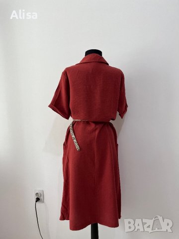 Дамска рокля в керемиден цвят, снимка 7 - Рокли - 42055094