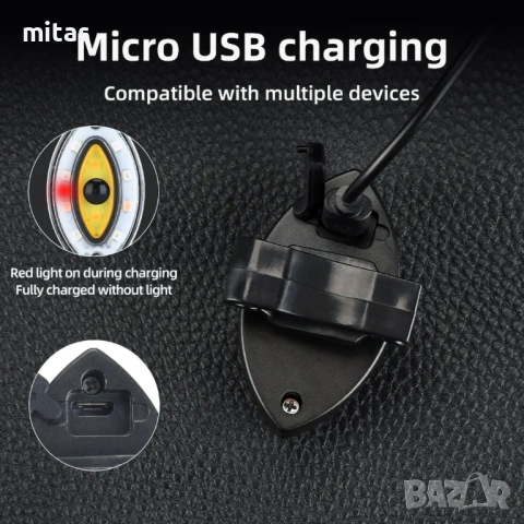 Задна LED стоп светлина за велосипед QIXUN EYE, USB, 30Lum, 7 режима, снимка 10 - Аксесоари за велосипеди - 52037648