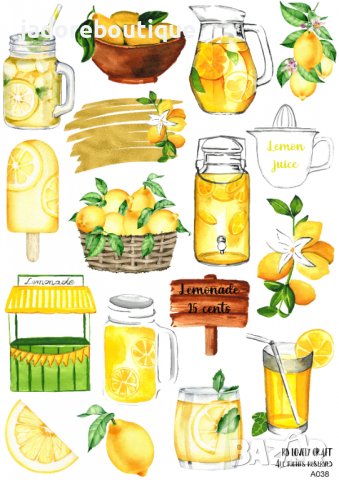 Скрапбук стикери за декорация планер лимони lemonade самозалепващ лист А5 - различни видове, снимка 2 - Други - 37613792