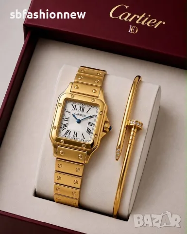 Cartier комплект часовник и гривна