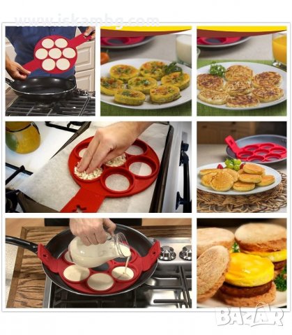 СИЛИКОНОВА ФОРМА ЗА ПАЛАЧИНКИ И ЯЙЦА ЗА 7 БР. - код  2897, снимка 4 - Форми - 33910369