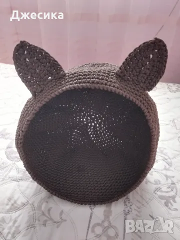 Плетено котешко легло на една кука, снимка 2 - За котки - 48687132