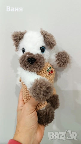 Ръчно плетено кученце, снимка 3 - Плюшени играчки - 52003839