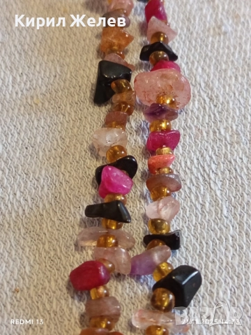 Герданче скъпоценно колие от натурални цветни камъчета ахат и мъниста 52288, снимка 3 - Колиета, медальони, синджири - 52493062