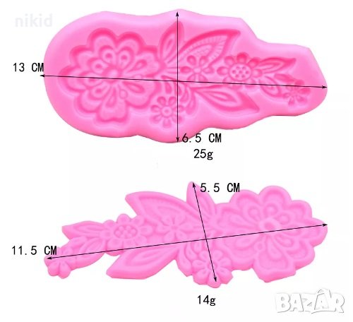 Красиво дантелено цвете 2 част тип вейнър дантела силиконов молд форма фондан декор торта гъмпейст, снимка 5 - Форми - 37625209