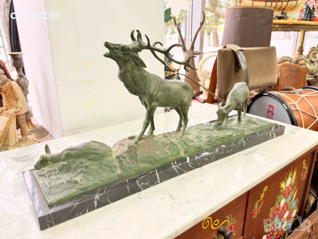 Бронзова композиция / скулптура на елен с кошути. №7814, снимка 11 - Антикварни и старинни предмети - 53042419
