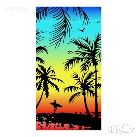 5954 Голяма плажна кърпа Палми, 90x180cm, снимка 3 - Хавлиени кърпи - 50655208