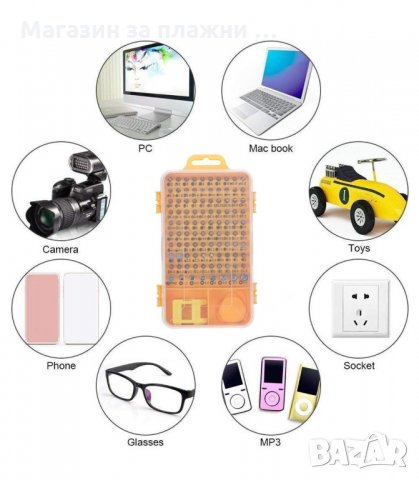 КОМПЛЕКТ С МНОГОФУНКЦИОНАЛНИ РЪЧНИ ИНСТРУМЕНТИ/ОТВЕРТКИ 110 В 1 - код 2542, снимка 2 - Отвертки - 34192954