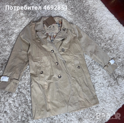 Елегантен дамски тренч – класически модел, вдъхновен от Burberry, снимка 2 - Якета - 52908698