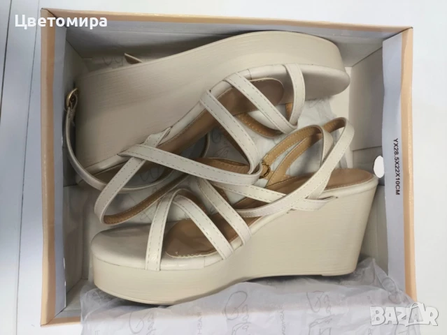 Нови Ежедневни дамски сандали на платформа в бежово PAOLO BOCELLI Номер 39. , снимка 3 - Сандали - 51311360
