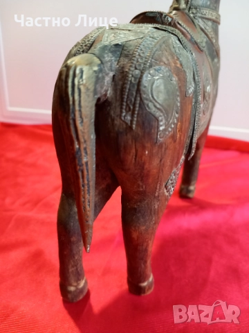 Старинна Статуетка КОН , Дърво и Бронз, снимка 5 - Антикварни и старинни предмети - 52328999
