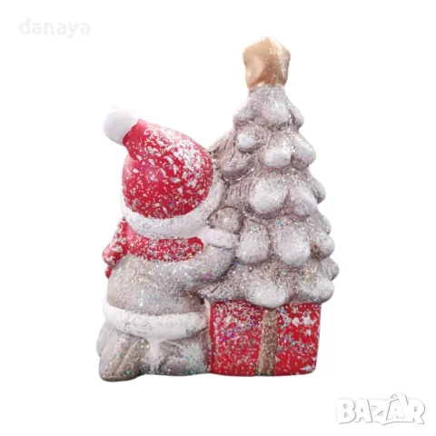 5330 Светеща коледна фигура Дядо Коледа или Снежко с елхичка, 15 см, снимка 4 - Декорация за дома - 47546590