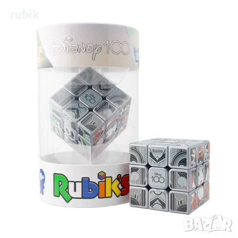 Оригинален магически пъзел Rubik's Cube 3x3 Disney 100th Anniversary Metallic Platinum