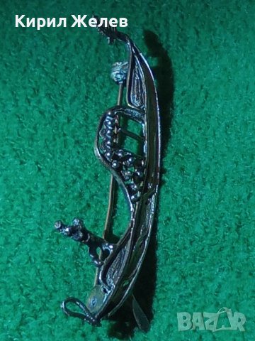 СТАРА СРЕБЪРНА ВЕНЕЦИАНСКА БРОШКА ГОНДОЛА МАСИВНО СРЕБРО МАРКИРАНА РЪЧНА АРТ ИЗРАБОТКА УНИКАТ 25144, снимка 7 - Антикварни и старинни предмети - 35745450