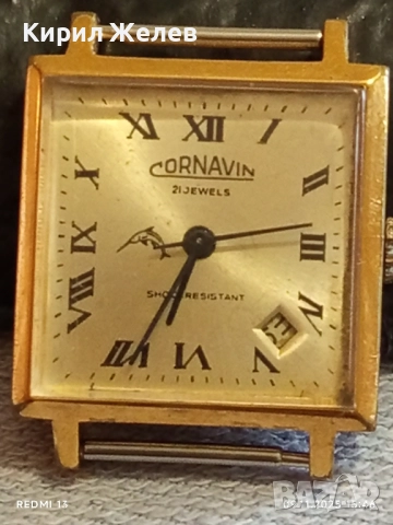 Механичен часовник GORNAVIL 21 jewelry работи с позлата Au10 перфектен 33393, снимка 7 - Антикварни и старинни предмети - 52351864