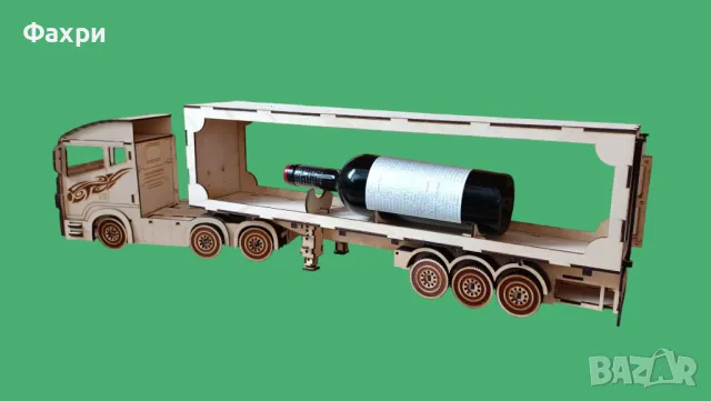 Дървен камион стойка за бутилка вино, снимка 2 - Декорация за дома - 49331538