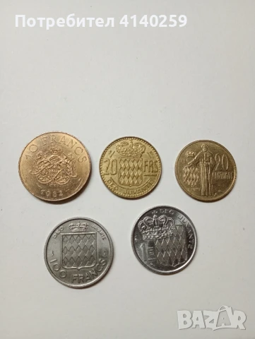 Монако монети 1 франк 1966 г 20 сантима 1962 г , снимка 1