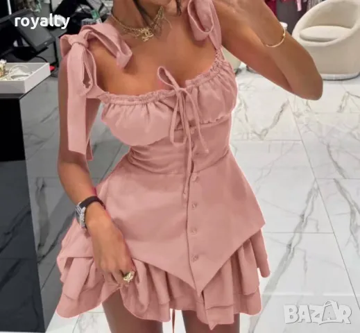 Розова елегантна дамска рокля 