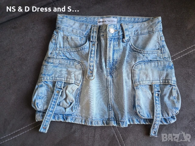 Bershka дамска къса дънкова пола , снимка 5 - Поли - 51134022