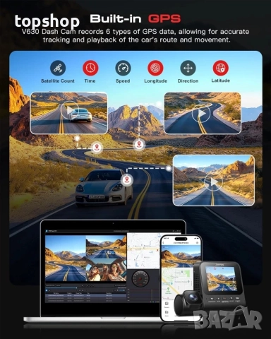 3-канален 4K видеорегистратор Jzones STARVIS 2 HDR с нощно виждане, 4K+1080P+1080P предна..., снимка 6 - Аксесоари и консумативи - 51637845