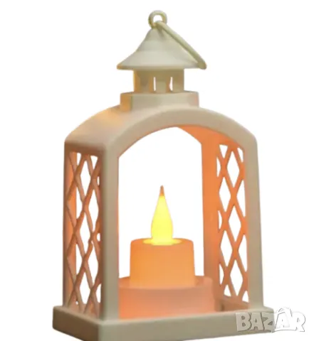 Бял Коледен LED фенер с топла светлина, снимка 1