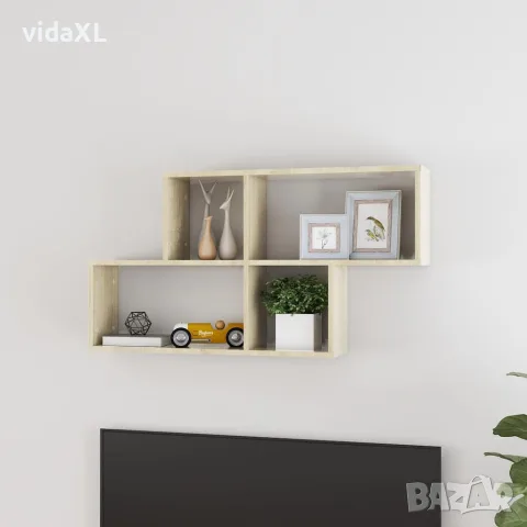 vidaXL Стенен рафт, дъб сонома, 100x18x53 см, инженерно дърво, снимка 2 - Ракли - 56147800