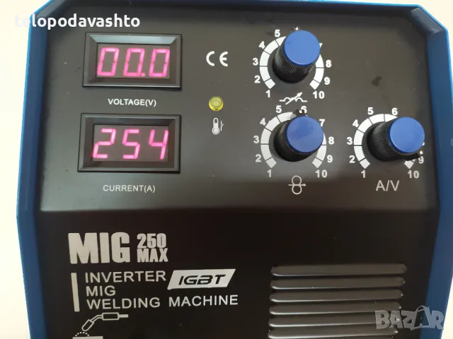 ТЕЛОПОДАВАЩО МАХ250 PROFESSIONAL Инверторен ЗАВАРЪЧЕН / ТЕЛОПОДАВАЩ АПАРАТ MIG 250А - 4м евро шланг, снимка 2 - Други машини и части - 48452962