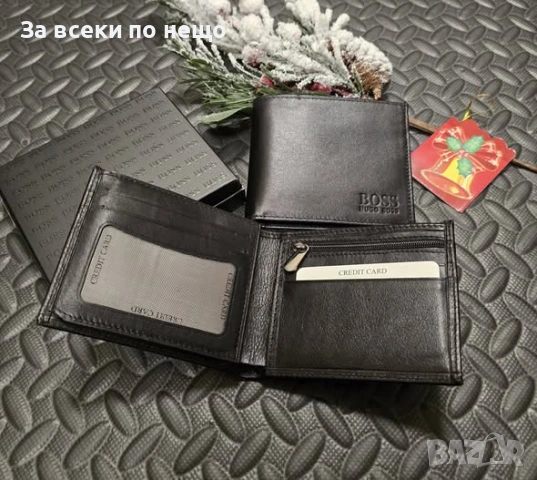 Hugo Boss Мъжки Черен Портфейл С Множество отделения Естествена Кожа Код VL-182