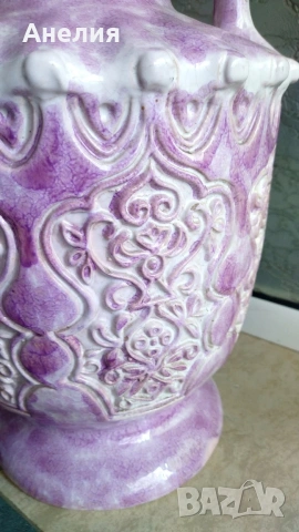 Ваза розова с релеф от Германия , снимка 4 - Вази - 53275579