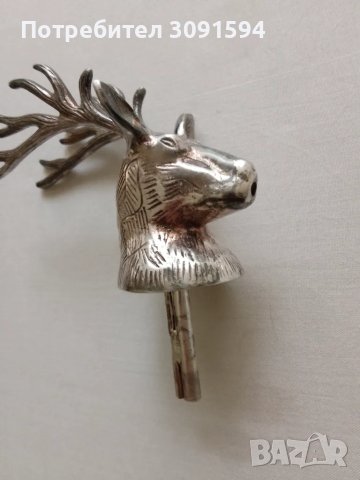 Винтидж тапа,запушалка  рядка кралска глава на елен~ Посребърна за наливане на вино/уиски , снимка 6 - Антикварни и старинни предмети - 49639305