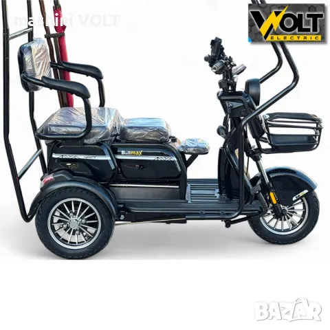Електрическа триколка с покрив BULLMAX C2, 10” offroad джанти, 2+1 места, черна, снимка 6 - Инвалидни скутери - 48323732