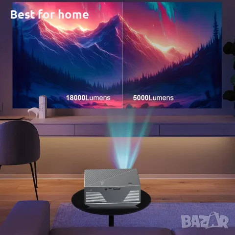 Проектор с Wifi и Bluetooth, вграден 1080P Bluetooth проектор, 18000 лумена, снимка 4 - Плейъри, домашно кино, прожектори - 55833050