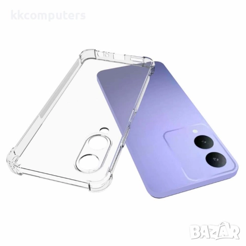 Удароустойчив TPU Калъф за vivo Y17s 4G / Y28 5G / Y33t - Airbag технология, вкл. Протектор, Прозрач, снимка 3 - Резервни части за телефони - 52561627