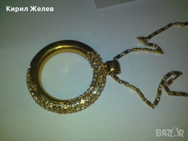 ПОЗЛАТЕНО МАРКОВО КОЛИЕ БРОНЗ ПЕНДАНТ МЕДАЛЬОН КРИСТАЛИ 91133, снимка 5 - Колиета, медальони, синджири - 29722233