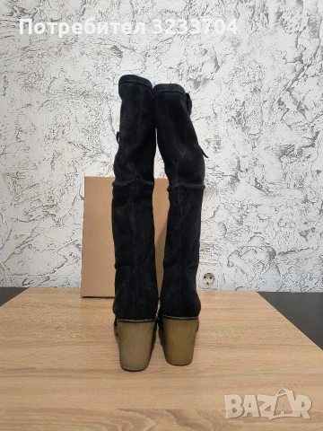 Елегантни черни ботуши U.S. Polo Assn. – Естествен велур, снимка 2 - Дамски ботуши - 53268386