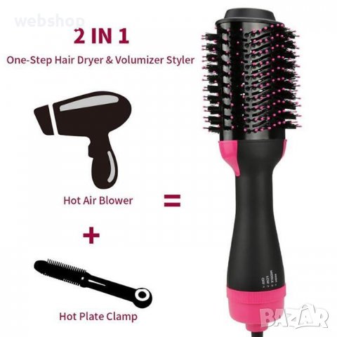 2в1 ЧЕТКА СЕШОАР за сушене, изправяне и обем One step hair dryer, снимка 4 - Преси за коса - 39599943