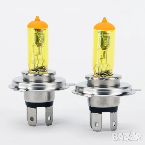 Халогенни крушки H4, 55W/ 2500K/ Жълти - 2 броя., снимка 2 - Аксесоари и консумативи - 49901830
