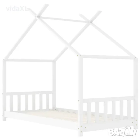 vidaXL Рамка за детско легло, бяла, бор масив, 80x160 см, снимка 3 - Бебешки легла и матраци - 56146564
